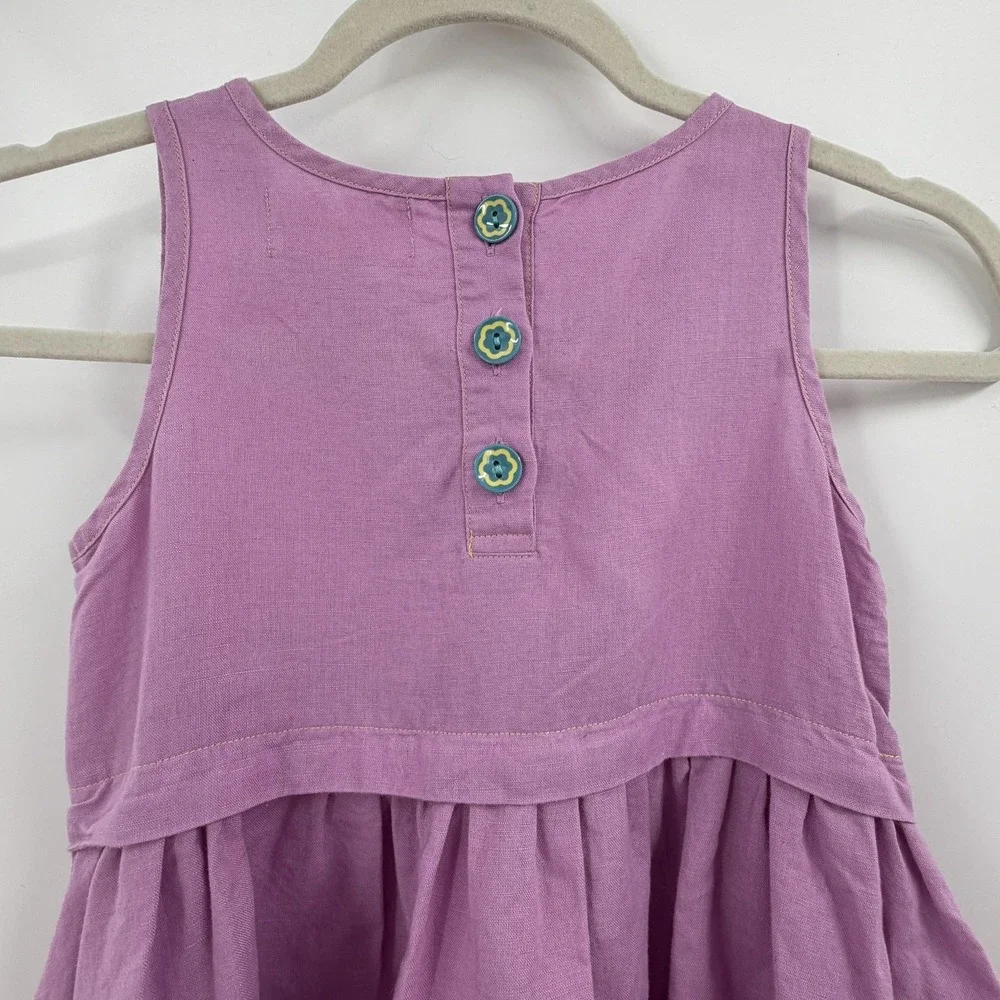 Matilda Jane Girls Dress Size 8 Purple Linen Sundress Ruffle Hem Pockets Whimsy